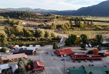 Downtown Crouch Idaho in the Valley of Garden Valley Idaho with the Middlefork river running through it